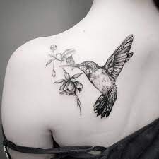 Girls Linear Dotwork Hummingbird Tattoo By Thomas Sidney Art At Soular Tattoo Christchurch New Zealand Neck Tattoo Hummingbird Tattoos Picture Tattoos