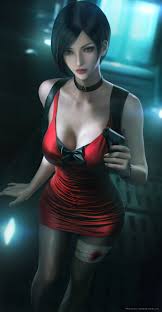 cleavage, Wickellia, Ada Wong, video game characters, dress, pantyhose,  black hair, Resident Evil, video games, video game girls, 2D, artwork,  drawing, fan art, pistol, weapon | 3900x7500 Wallpaper - wallhaven.cc