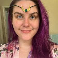 Gouden maan zendspoel Groene maan tiara Elfen fairy kroon Elfen tiara  smaragd Halloween bruiloft zendspoel Gothic circlet