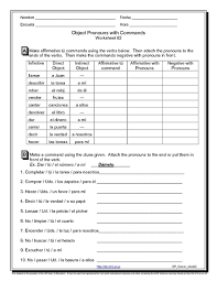 Object Pronouns With Commands Graphic Organizer For 11th