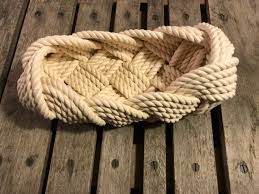 Nautical Decor Rope Bread Basket 13 X 5 X 5 Handmade Knotted Nautical Home Decor Cotton Rope F Rope Crafts Nautical Decor Cotton Rope