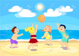 Kids swimming floats child happy beach child summer beach towel children summer vector kid on beach kids on beach splash play kids on the beach children on the beach kids swimming at beach. Cartoon Children Playing Volleyball On The Beach Vector Illustration Royalty Free Cliparts Vectors And Stock Illustration Image 97818507