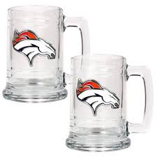 Nfl Denver Broncos Beer Glasses Two Piece 15 Ounce Glass Tankard Set Broncos Beer Mugs Denver Broncos