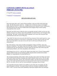 Maybe you would like to learn more about one of these? Contoh Cerpen Pengalaman Pribadi Pdf