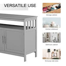 Whether you need more storage space, food prep surface, or dining space, the. Homcom Kitchen Console Table Buffet Sideboard Wooden Storage Table With 2 Level Cabinet And Open Shelf Grey Pricepulse