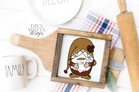 Download Farmhouse Coffee Gnome With Mug Cutting File Svg Dxf By Diva Watts Designs Thehungryjpeg Com PSD Mockup Templates