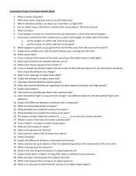 Brief review answer key physics. Conceptual Physics Final Exam Review Sheet 1 What Is Center Of