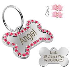 Personalized custom photo and text pet id tag. Didog Pretty Rhinestone Custom Pet Id Tags Bone Shape Buy Online In Andorra At Andorra Desertcart Com Productid 38789217