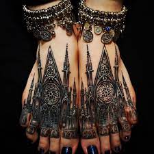 Gothic Cathedral Foot Tattoos Foot Tattoo Tattoos Matching Couple Tattoos