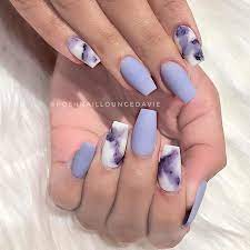 Using your toothpick to pull the colors into each other for a marbled look. White Dip Powder Coffin Nails Novocom Top