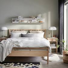 Bjorksnas Bed Frame Birch Luroy Queen Ikea In 2020 Ikea Bed Bed Frame Ikea Nightstand