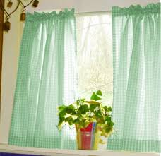 mint green gingham kitchen/caf curtain