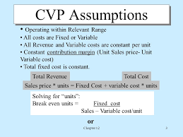 Cost volume profit analysis (cvp analysis) 3.1 introduction * cvp analysis is a systematic approach of examining the relationship between the changes in volume, cost, revenue and profit. Chapter 12 Cost Volume Profit Analysis Chapter 122 Chapter 12 Objectives Define Break Even Point Bep And Cost Volume Profit Cvp Analysis And Recognize Ppt Download