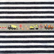 ドイツ 刺繍リボン 1m 工事現場で働く車 グレー 刺繍 図案 ワッペン 作り方 入園グッズ 男の子