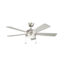 Best light bulbs for ceiling fan of 2019. Kichler 300173ni Ceiling Fan With Light 52 Inch 5 Blade Brushed Nickel Starkk Ceiling Fan With Light Air Circulators Hvac Walters Wholesale