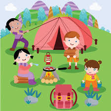 Ilustração de desenhos animados do acampamento | Vetor Premium