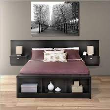 Allewie queen platform bed frame with 4 drawers storage and headboard, square stitched button tufted upholstered mattress foundation with wood slat support, no box spring needed, dark grey. Pin By Blair On Japanese Style Home Decor Floating Headboard Home Bedroom