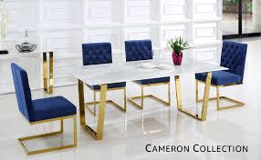 The cameron dining table has beautiful lines. Amazon Com Meridian Furniture Cameron Contemporary Style 78 Rectangular Dining Room Table With Rich Stainless Steel Base And Stone Top Gold W X 39 D X 30 H Tables