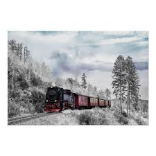 Vintage Train Winter Christmas Scene Poster Zazzle Com Winter Landscape Winter Scenery Winter Images