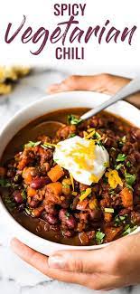 Spicy Vegetarian Chili Isabel Eats Easy Mexican Recipes Recipe Vegetarian Recipes Healthy Meatless Meals Healthy Spicy Vegetarian Chili
