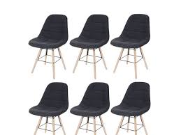 Votre salle � manger sera transform�e. Lot De 6 Chaises De Salle A Manger Style Scandinave En Tissu Gris Fonce Pied En Bois Cds04605 Vente De Chaise Conforama