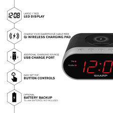 The phone charger works like a dream, just set your phone right on top of it, and boom! Sharp Qi Wireless Charging Digital Alarm Clock Walmart Com Walmart Com
