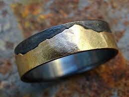 Gold Mountain Range Ring Outdoor Wedding Ring Nature Promise Etsy Rings For Men Black Rings Sterling Silver Stacking Ring Set