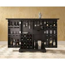 Crosley Furniture Alexandria Expandable Bar Cabinet In Black Finish Kf40001abk Home Bar Cabinet Home Bar Furniture Bars For Home