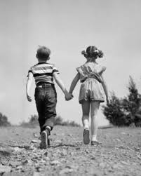 Black And White Children Holding Hands Rear View Of Two Children Walking And Holding Hands Poster Print 24 X 36 Children Holding Hands Walking Poses Canvas Art