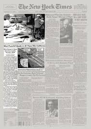 The shock had a moment magnitude of 7.3 and a maximum mercalli intensity of ix (violent). Most Powerful Quake In 40 Years Hits California The New York Times