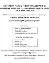 Lowongan kerja kawan lama group 1. Lowongan Kerja Di Balai Besar Karantina Pertanian Bbkp Tanjung Priok