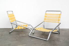 Pair 2 Of Vintage Aluminum Striped Folding Beach Outdoor Folding Beach Chair Camping Chairs Beach Chairs