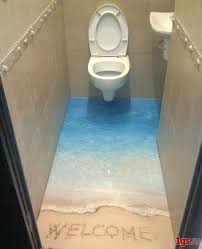 Use Poster With School Glue In The Powder Room Of The Beach House Bathroom Flooring 3d Floor Painting Epoxy Floor