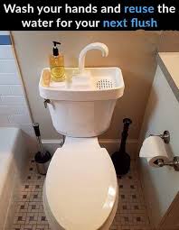 Sink Twice Saves Water Space And Money With Only A 5 Minute Self Installation Please Verify Toilet Tank Size Is Less Than 17 Wide Camping Toilet Cool Inventions Toilet