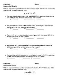 Does this function represent exponential growth or exponential decay? Exponential Growth And Decay Worksheet Answers Worksheet List