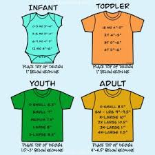 Heat Transfer Vinyl Sizing Placement Chart