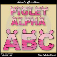 Piglet Alphabet Letters Numbers Clip Art Graphics Etsy Lettering Alphabet Scrapbook Fonts Clip Art