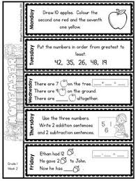 In second grade, word problems may still be done through imaginative stories, and they can also be done more simply during the mental arithmetic section of the lesson. Math Problem Of The Day For Grade 1 Bundle Canadian Edition Math Word Problems Math Words Word Problems