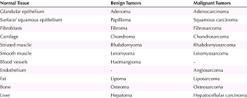 Histogenetic Classification Of Benign And Malignant Tumors Download Table