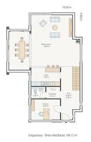 Schmales einfamilienhaus modern mit pultdach bauen, haus grundriss 135 qm gross, 4 zimmer, gerade treppe, ohne keller, schmal geschnitten für kleine grundstücke, 2 vollgeschosse, putz. Hauskonzept Musterhaus Ein Wahres Raumwunder Petershaus