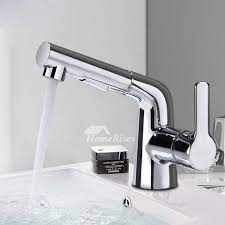 Silver Bathroom Faucet Pull Out Spray Single Handle Centerset Chrome