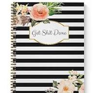Softcover Classic Floral Get Stuff Done 8.5" x 11" Motivational Spiral  Notebook/Journal, 120 Checklist Pages, Durable Gloss Laminated Cover, Gold  ...