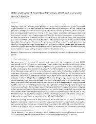 Pdf Data Governance A Conceptual Framework Structured Review And Research Agenda