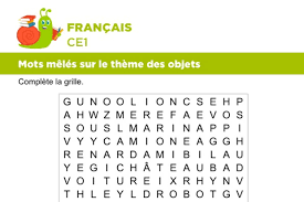 Mots croisés thématiques pour enfants (début école primaire)(mis à jour) mots croisés à imprimer : Vocabulaire Mots Meles Sur Le Theme Des Objets