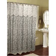 Ricardo Romance Lace White Lace Fabric Shower Curtain With An Attached Valance Lace Shower Curtains Victorian Shower Curtains Shower Curtain With Valance