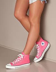 Black And Pink Converse High Tops All Star Canvas Hi Converse Converse Sko Sneakers Ballsko