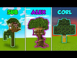 Sub Vs Alex Vs Corl Treehouse In Minecraft Youtube Tree House Roblox Adventures Minecraft