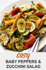 This Georgian Recipe Of Healthy Zucchini Salad With Mini Bell Peppers Is Can Be Made On A Stove Top Or On T Stuffed Sweet Peppers Stuffed Peppers Georgian Food