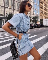 Will This Denim Trend Really Catch On In L A Style Report Denim Fashion Casual Denim Dress Denim Mini Dress