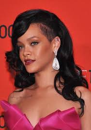 Rihanna Long Black Curly Hairstyle 2012